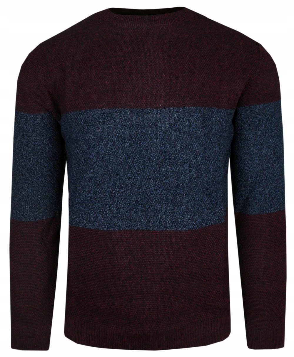 Svetr z bavlněného úpletu Colosseo Melanž Bordo a Námořnická Modrá M