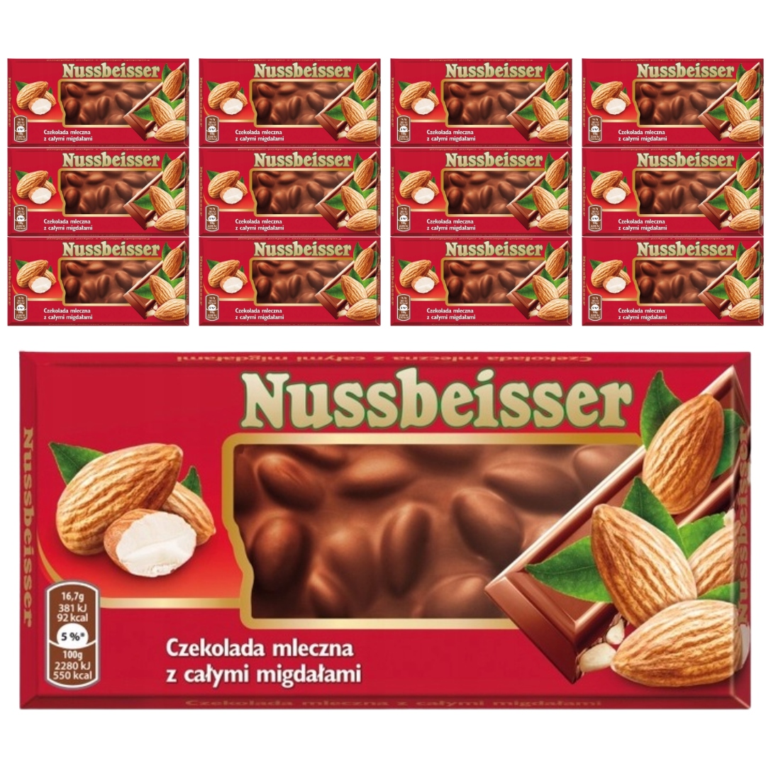 Levně Nussbeisser Čokoláda s celými mandlemi 100 g x 12 kusů