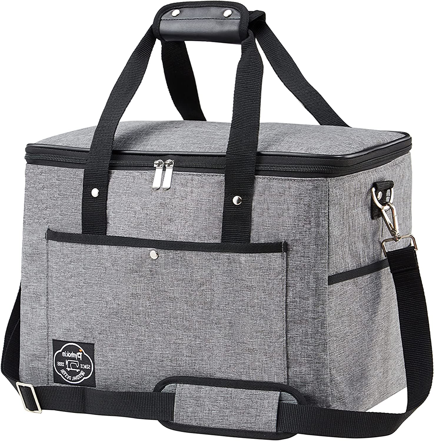 Duża torba termiczna piknikowa Pynhoklm Oxford 300D 28 l 28x41x26 cm Szara