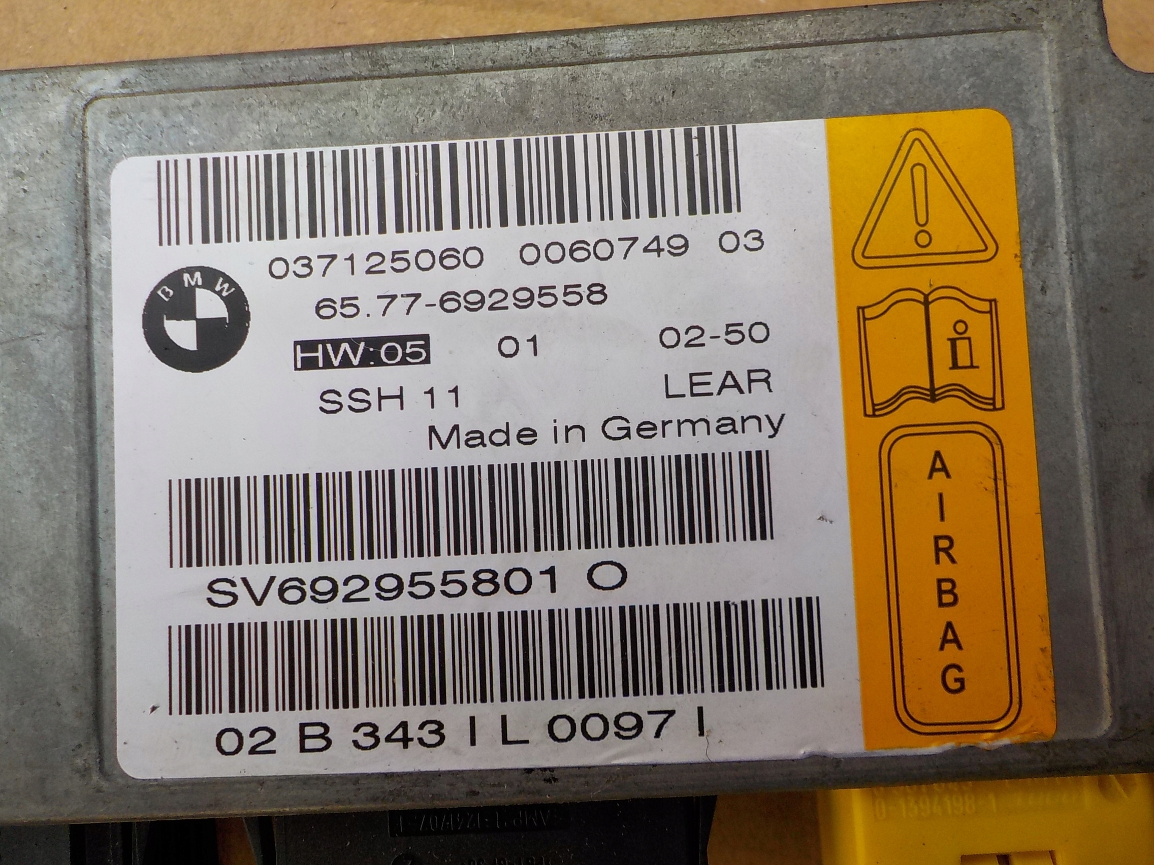 sensor airbagů bmw e65 6929558