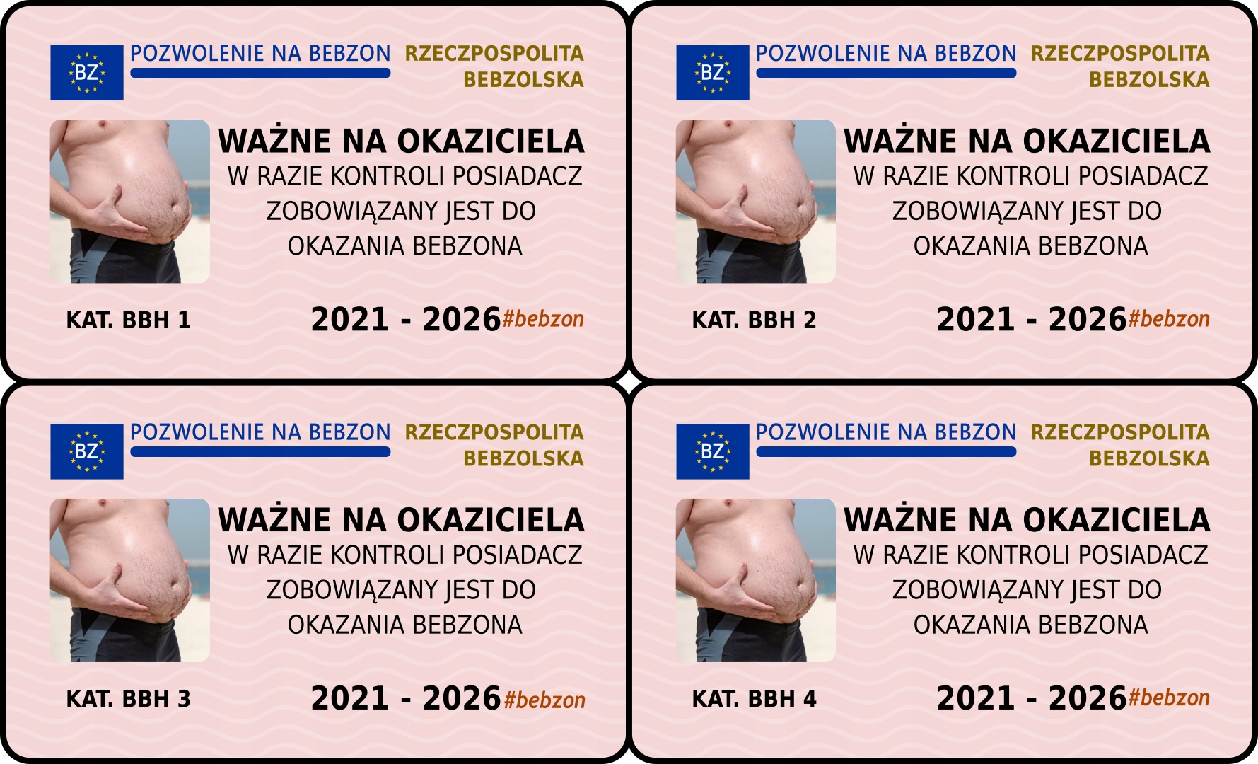 Povolení Bebzon Sada 4 karet BBH1-BBH4