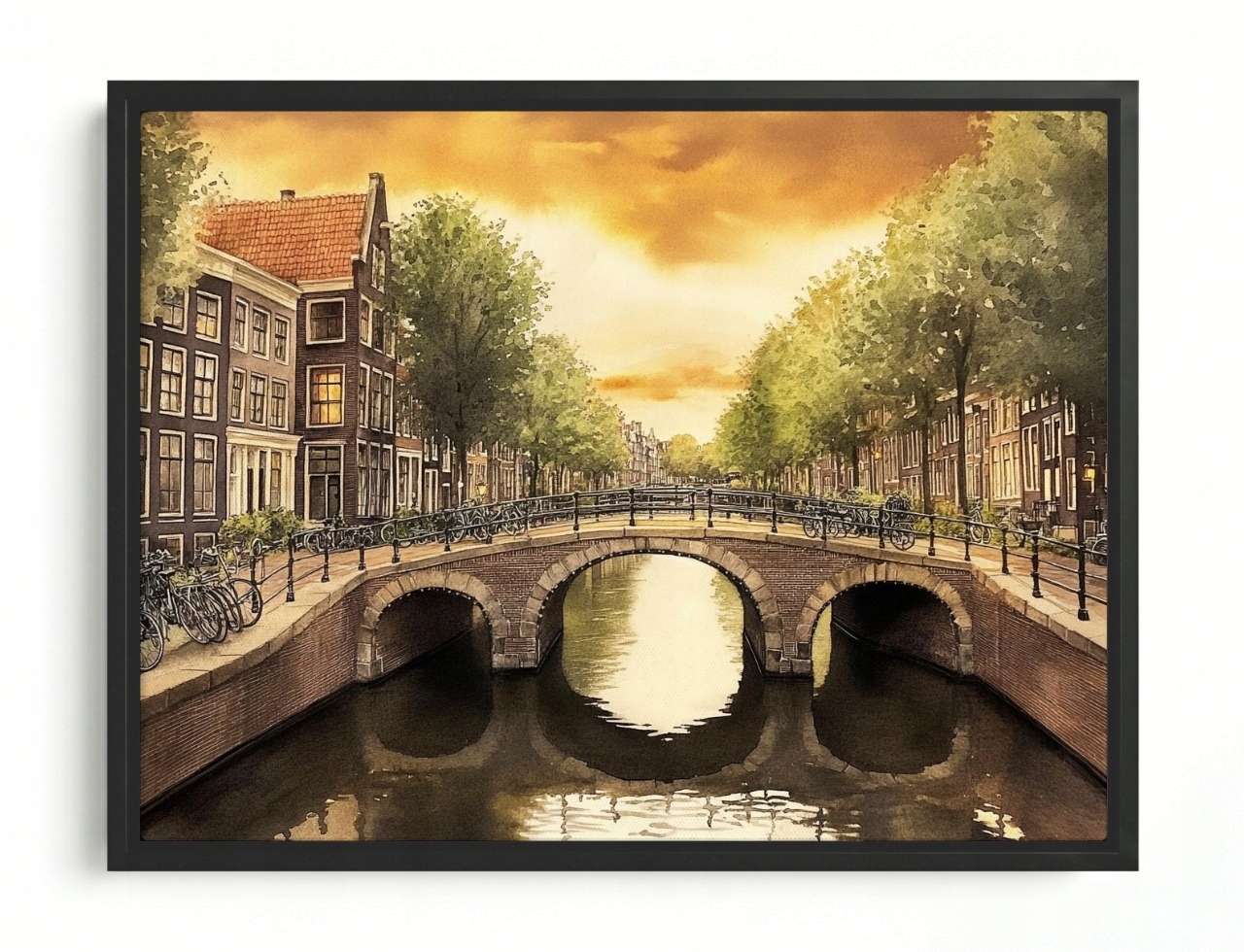 Obraz Rám Americký Box Město Nizozemsko Amsterdam Kanál Most Večer 80x60