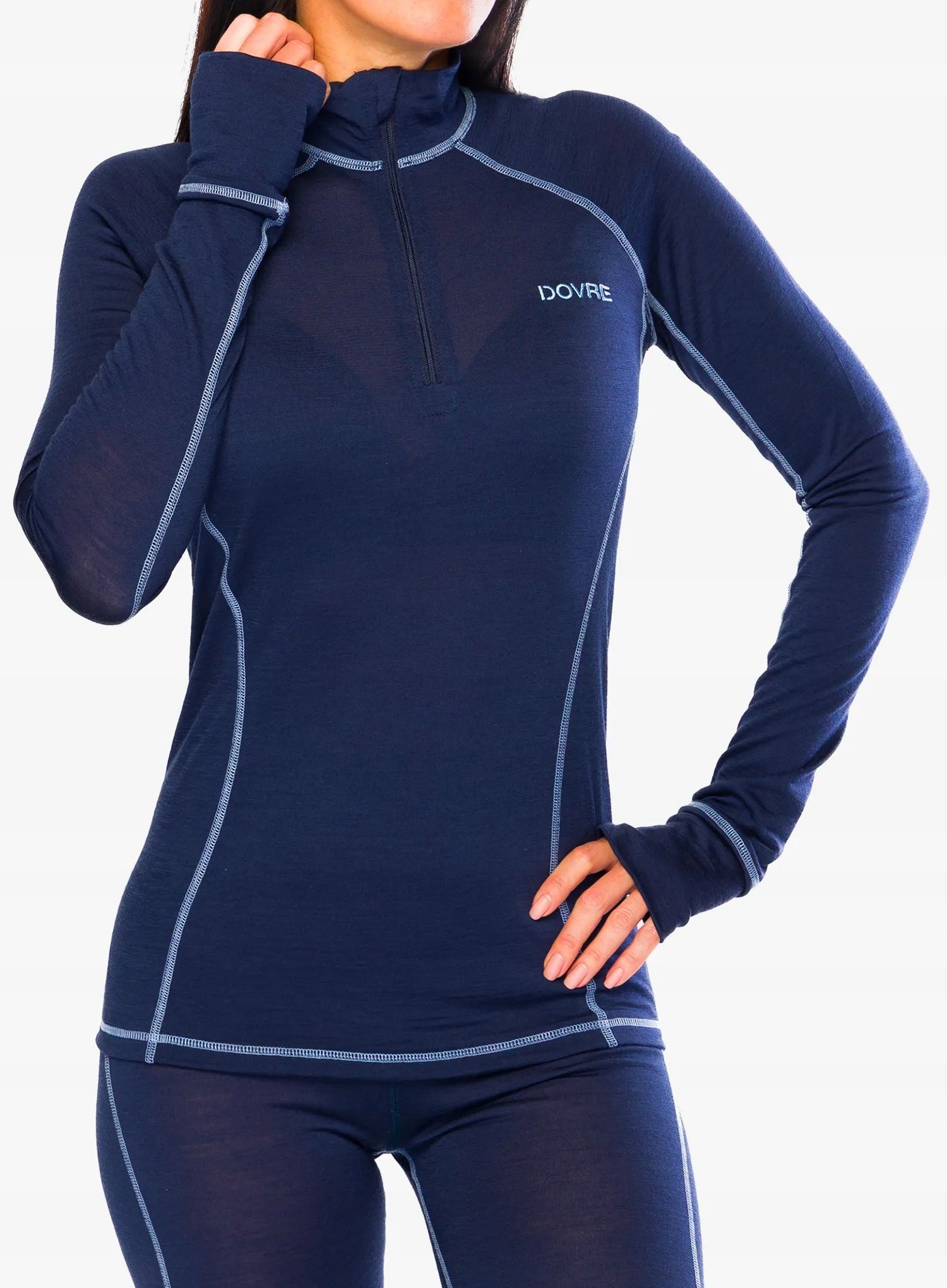Bluza termoaktywna damska Dovre Wool Jersey Zip navy M