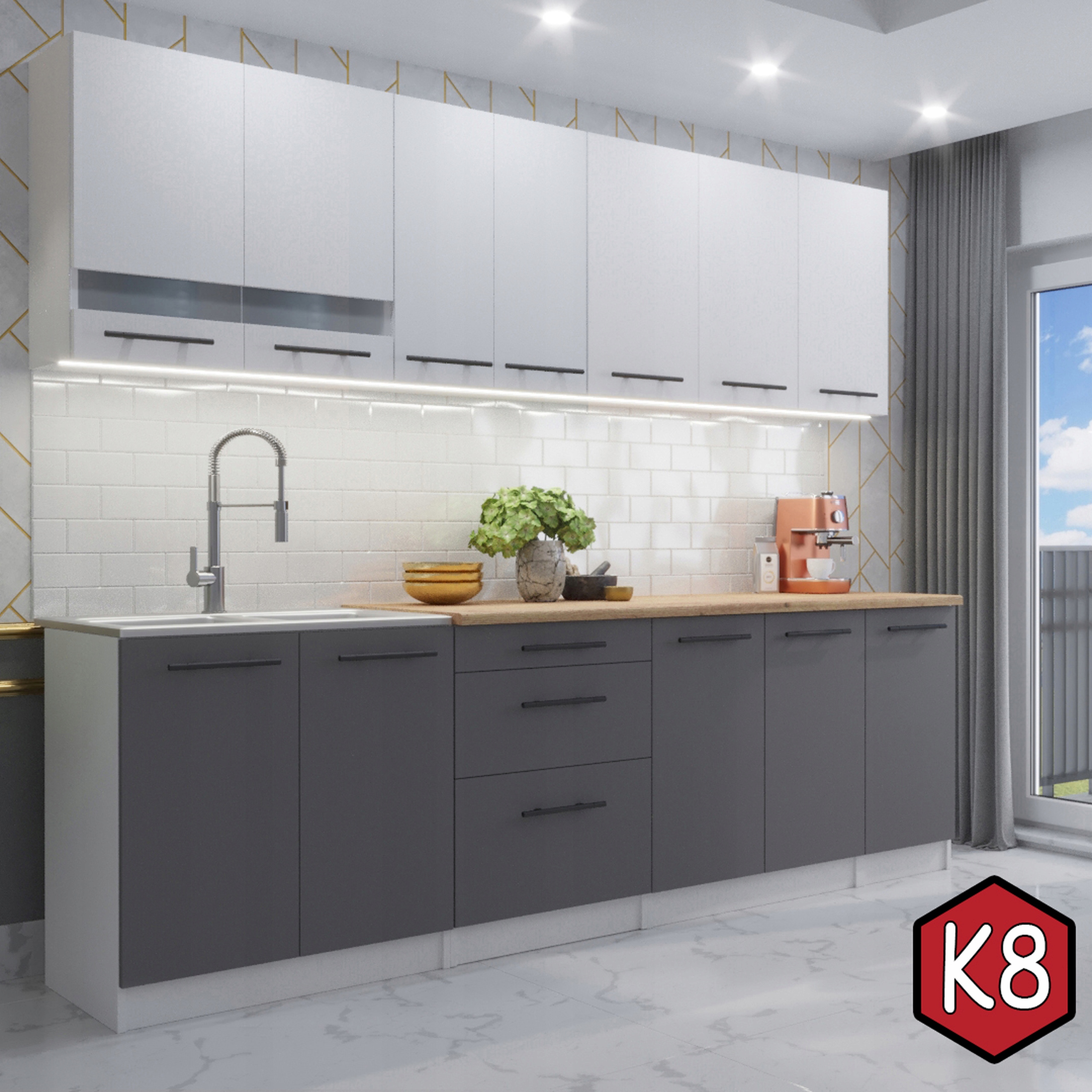 

Kuchnia Meble Kuchenne 2,6m Flip [K8] z Blatem