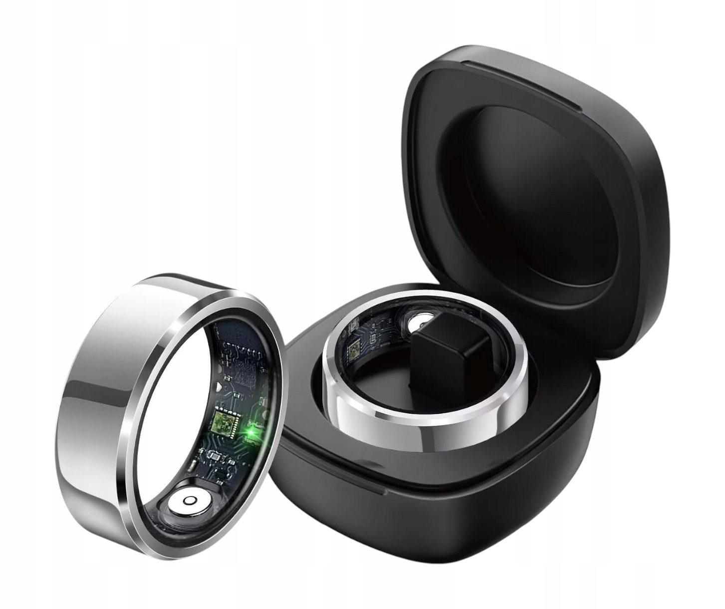 Smart Ring 21,1mm Srebrny Android iOS Inteligentny Pierścień Fitness Stacja
