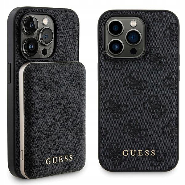 Sada Guess pro iPhone 13 Pro Max, pouzdro Powerbanka 5000 mAh MagSafe černá