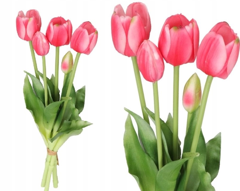 

Tulipany Bukiet Tulipanów Kwiaty Gumowe 40CM 5GAŁ