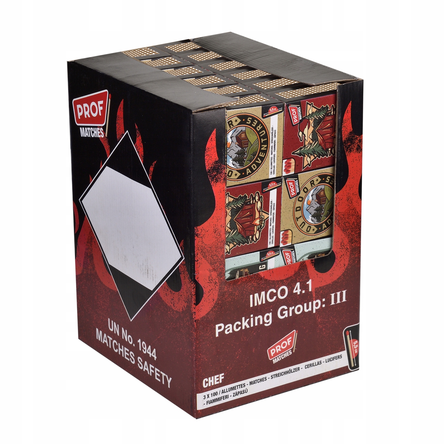 Zapałki kempingowe Prof 5,5cm 48 x 100szt Box Prof Matches