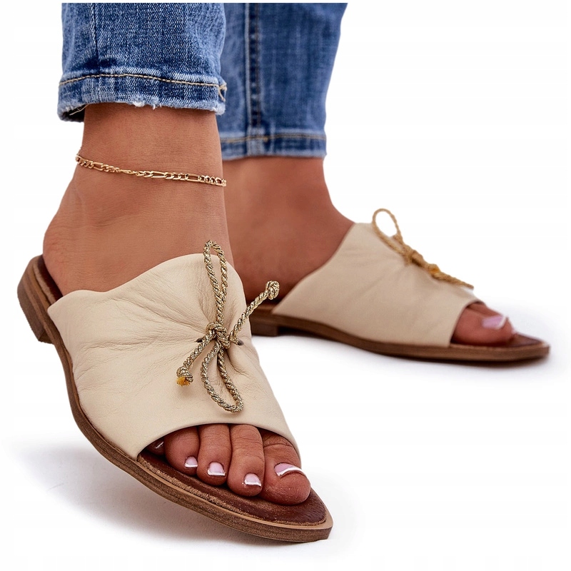 Kožené Nazouváky Zazoo 2659 Béžové 37