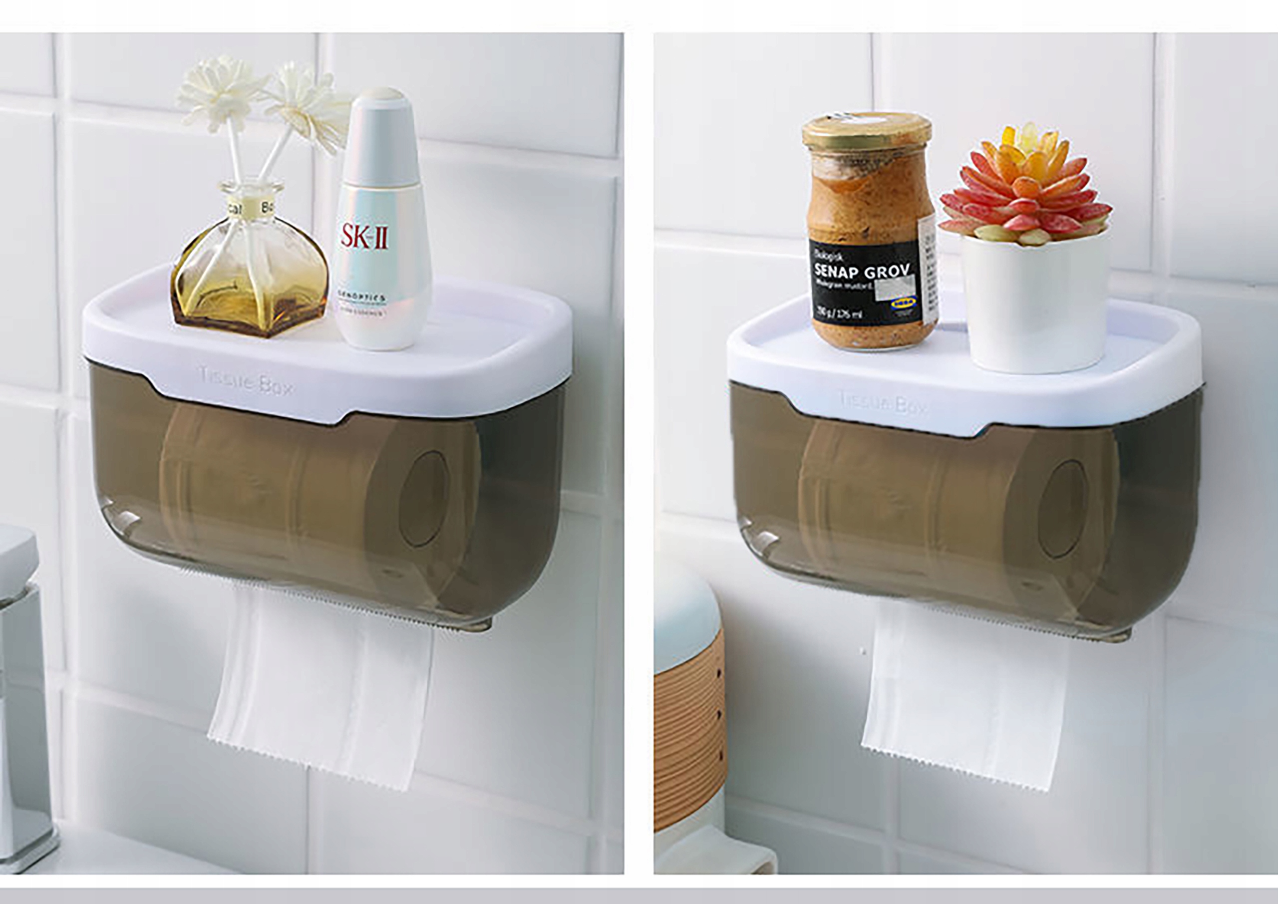 UCHWYT POJEMNIK NA PAPIER TOALETOWY NA CHUSTECZKI PÓŁKA do WC NA TELEFON Rodzaj ścienne