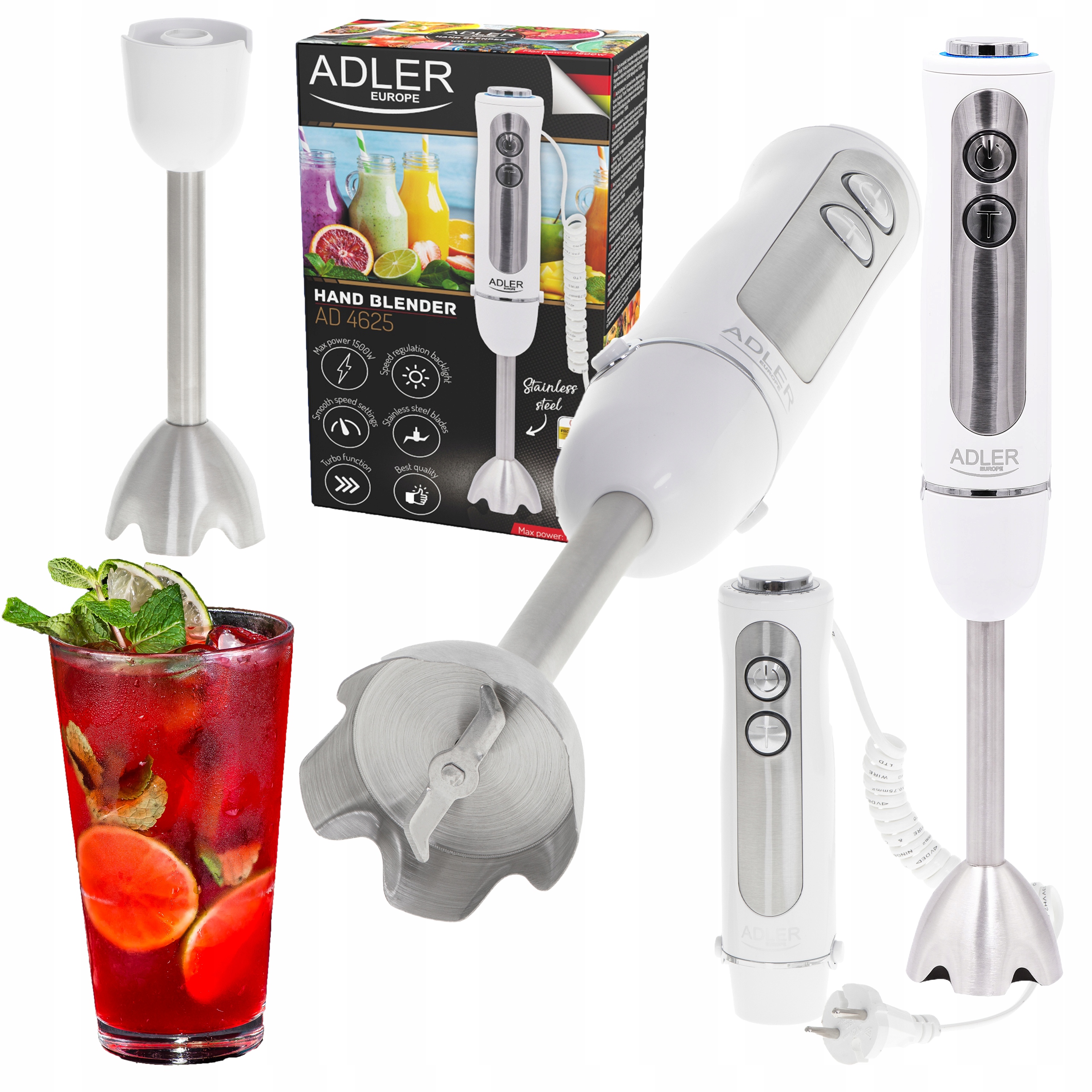 

Blender Ręczny Mikser Mocny 1200W Inox Kruszy Lód
