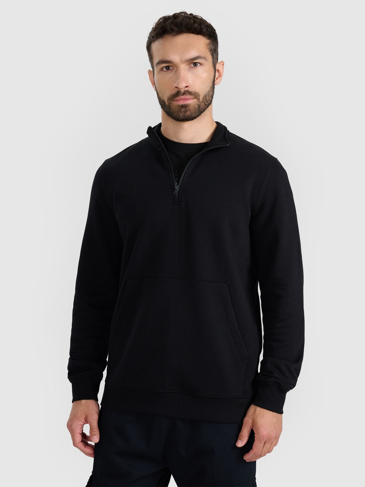 4F Pánská Mikina S 1/2 Zipem, Bavlněná TSWSM1902 AW25 L