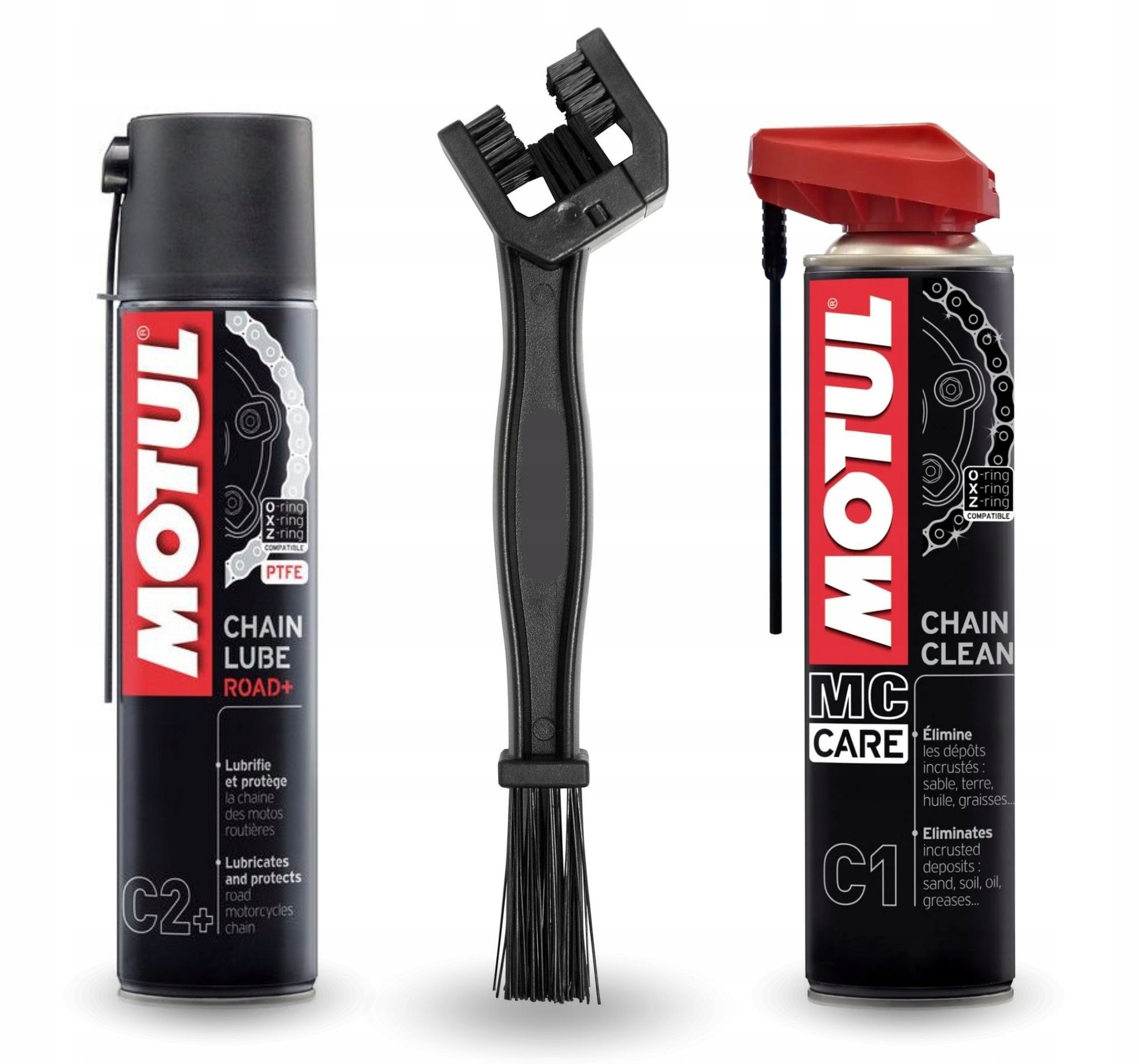 Motul C2+ Chain Lube Road+ 400ML Smar do Łańcucha + Czyścik C1 + Szczotka