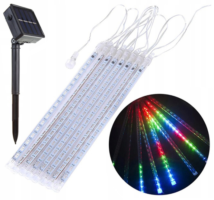 

Lampki solarne ozdobne 8 sopli 144 Led Rgb 2,4m