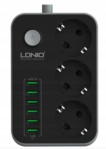 

Listwa Zasilająca 3 Gniazda 6x Usb Przedłużacz
