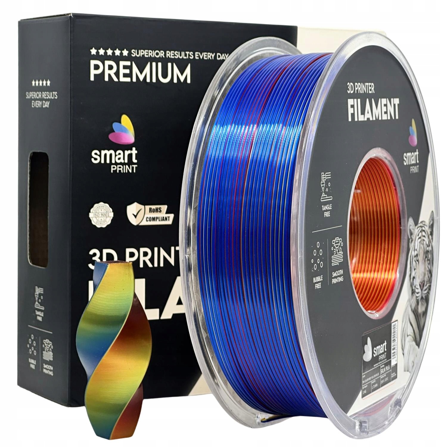 2 x Filament Smart Print Silk Pla Tri Color Red Yellow Blue 1,75mm 1kg