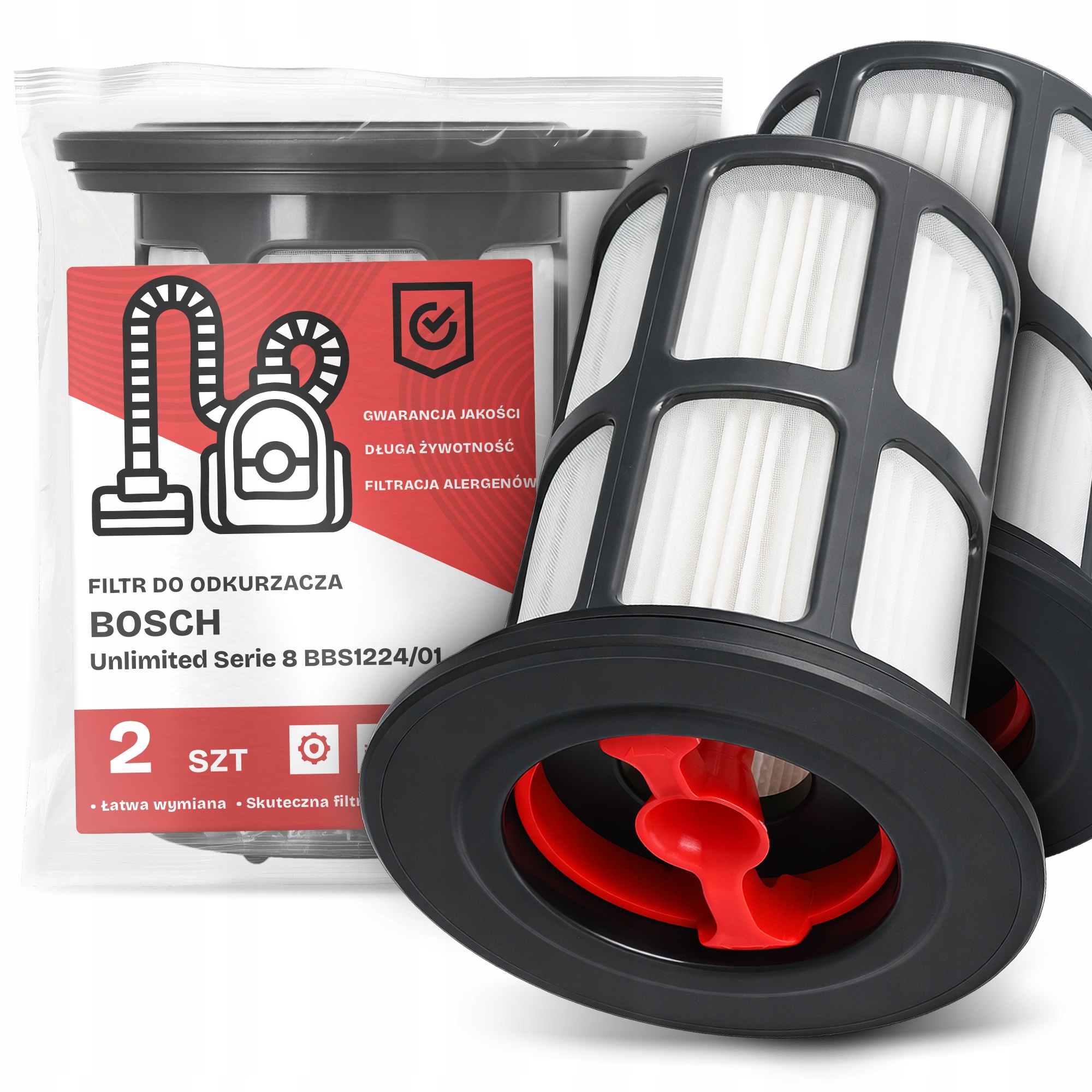 2x Filtr Do Vysavače Bosch Unlimited Serie 8 BBS1224/01 Hepa Filtry Em-w