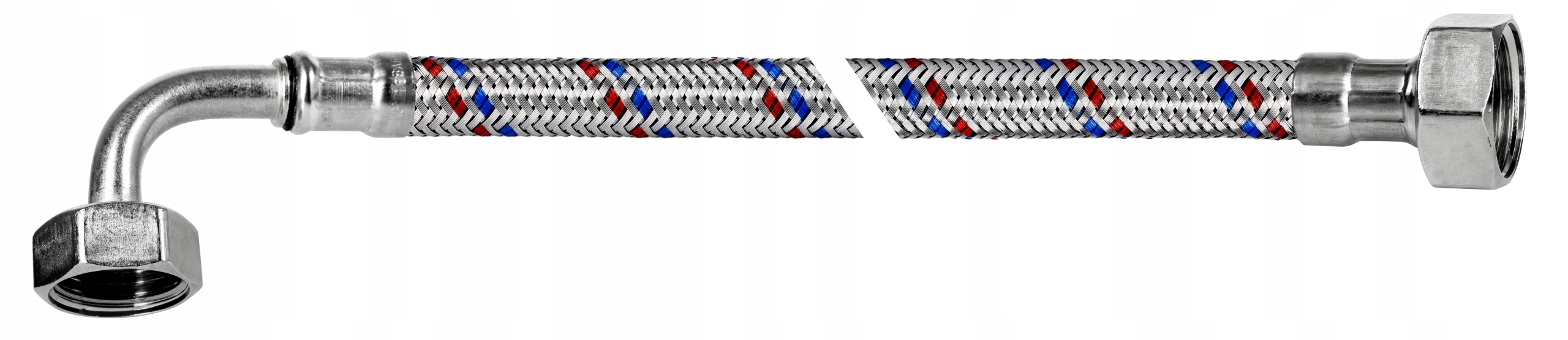 Wąż Wężyk w oplocie L-10cm 1/2x1/2'' kątowy kol