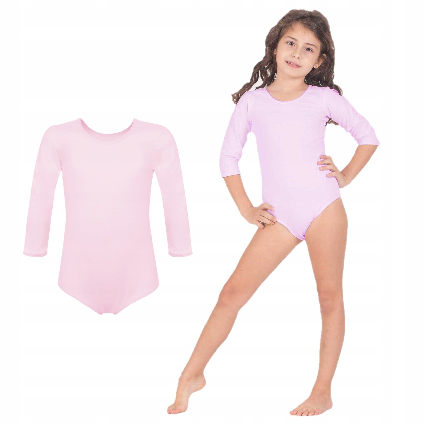 

Body Sportowe Z Dłuższym Rękawem Pudrowy Róż 146