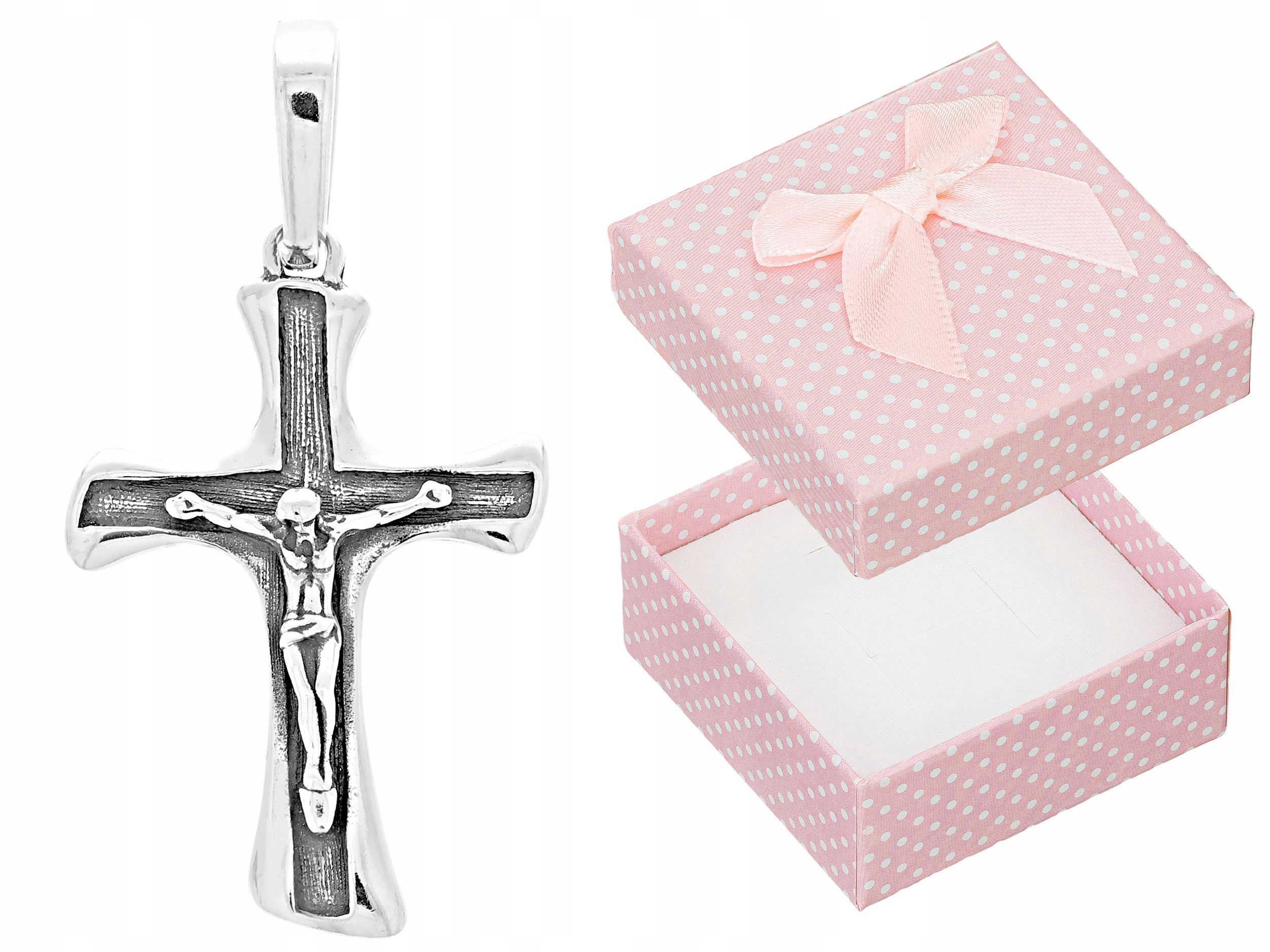 Stříbrný přívěsek Oxidovaný kříž Přívěsek Křížek Ježíš na kříži Stříbro