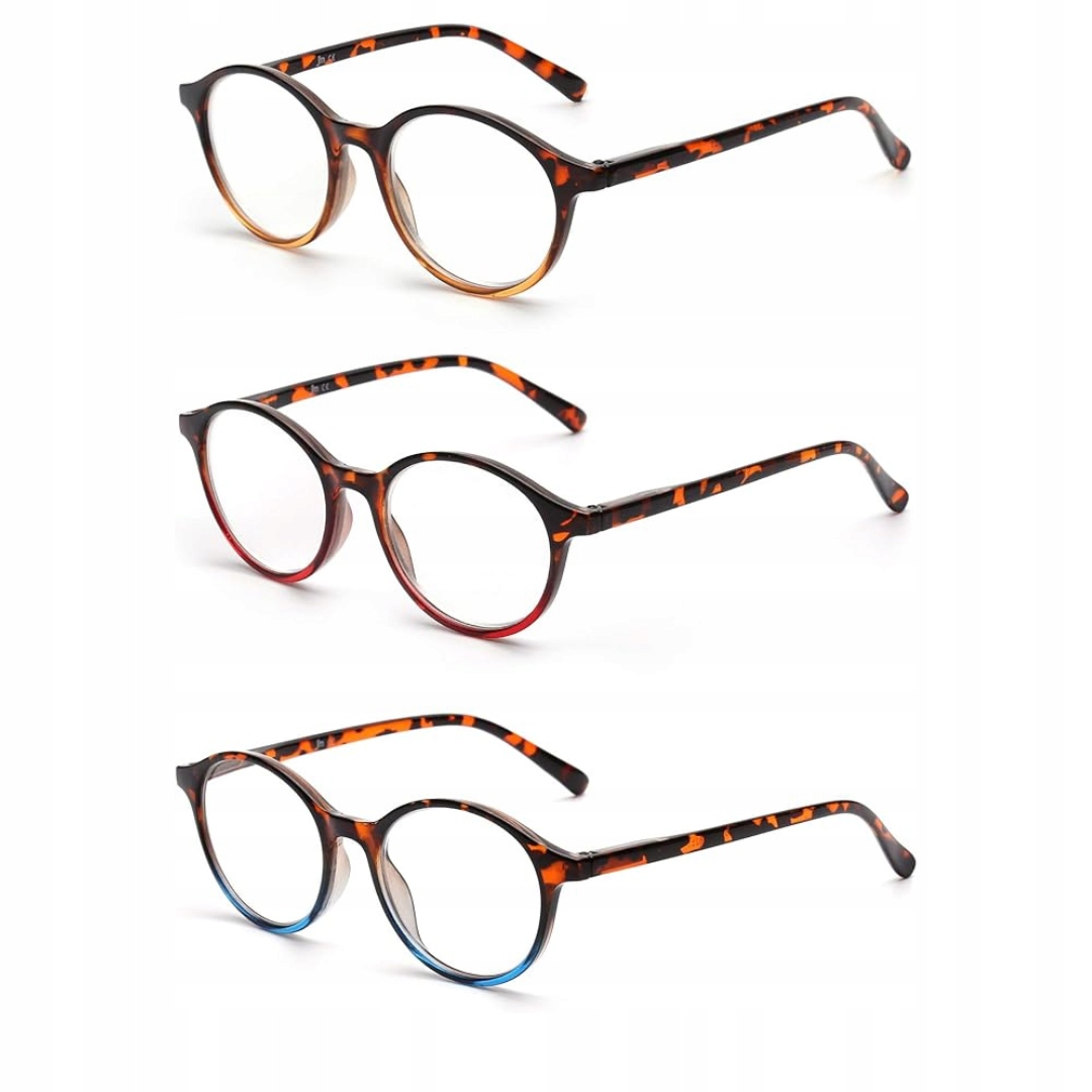 3 x Okulary do czytania Komputera Okrągłe +6.0 Vintage Retro Q1V