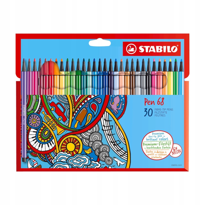 Флумастери Stabilo Pen 68 - 6, 12, 18, 24 или 30 цвята - 30 цвята|image:786172