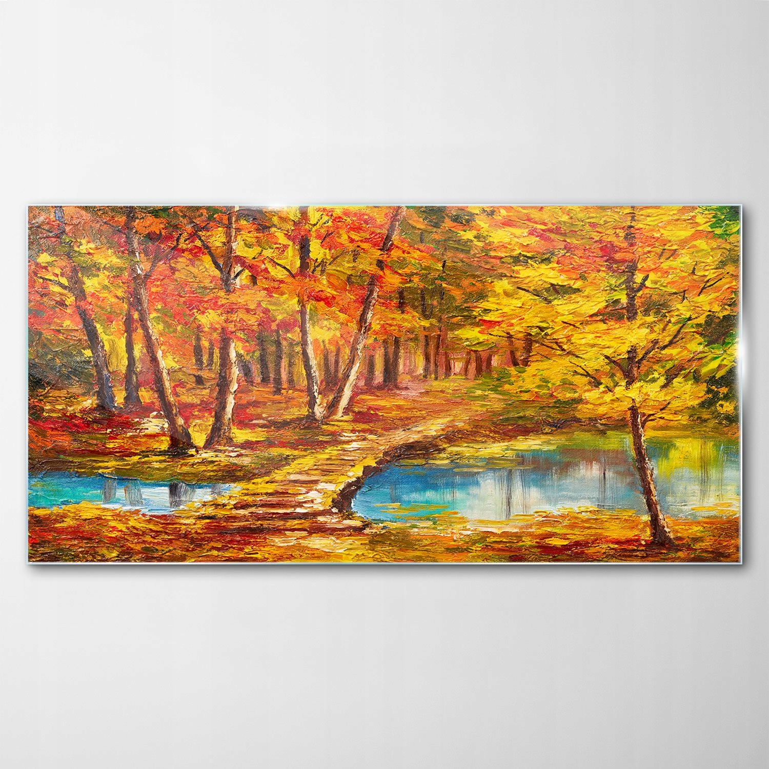 Tvrdený sklenený obraz Jazero Jeseň Most 120x60