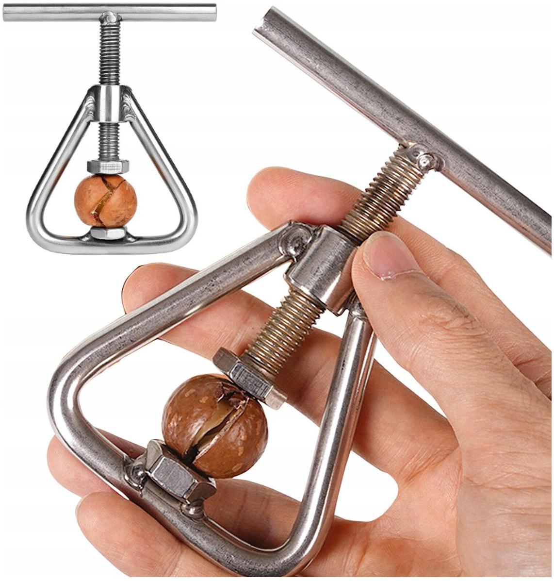 SOLIDNY DZIADEK DO ROZŁUPYWANIA ORZECHÓW CHROM Stalowy mocny wkręcany