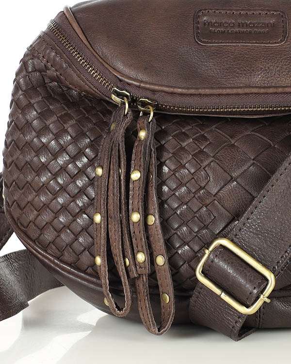 Torebka Na Szerokim Pasku skórzana listonoszka Marco Mazzini czekolada