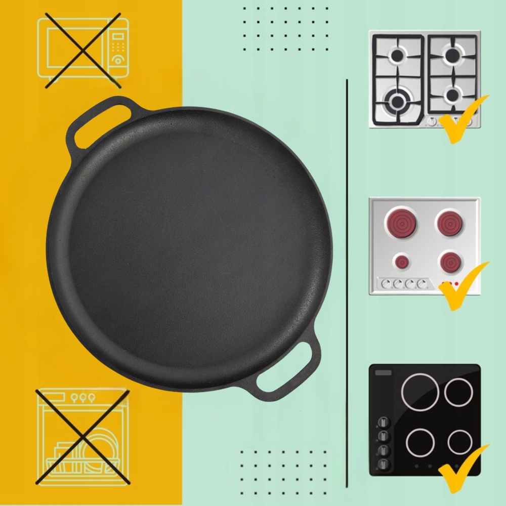 PATELNIA ŻELIWNA DO PIZZY DUŻA 30cm INDUKCJA OGNISKO GRILL TALERZ ŻELIWNY Kod producenta GP30cm