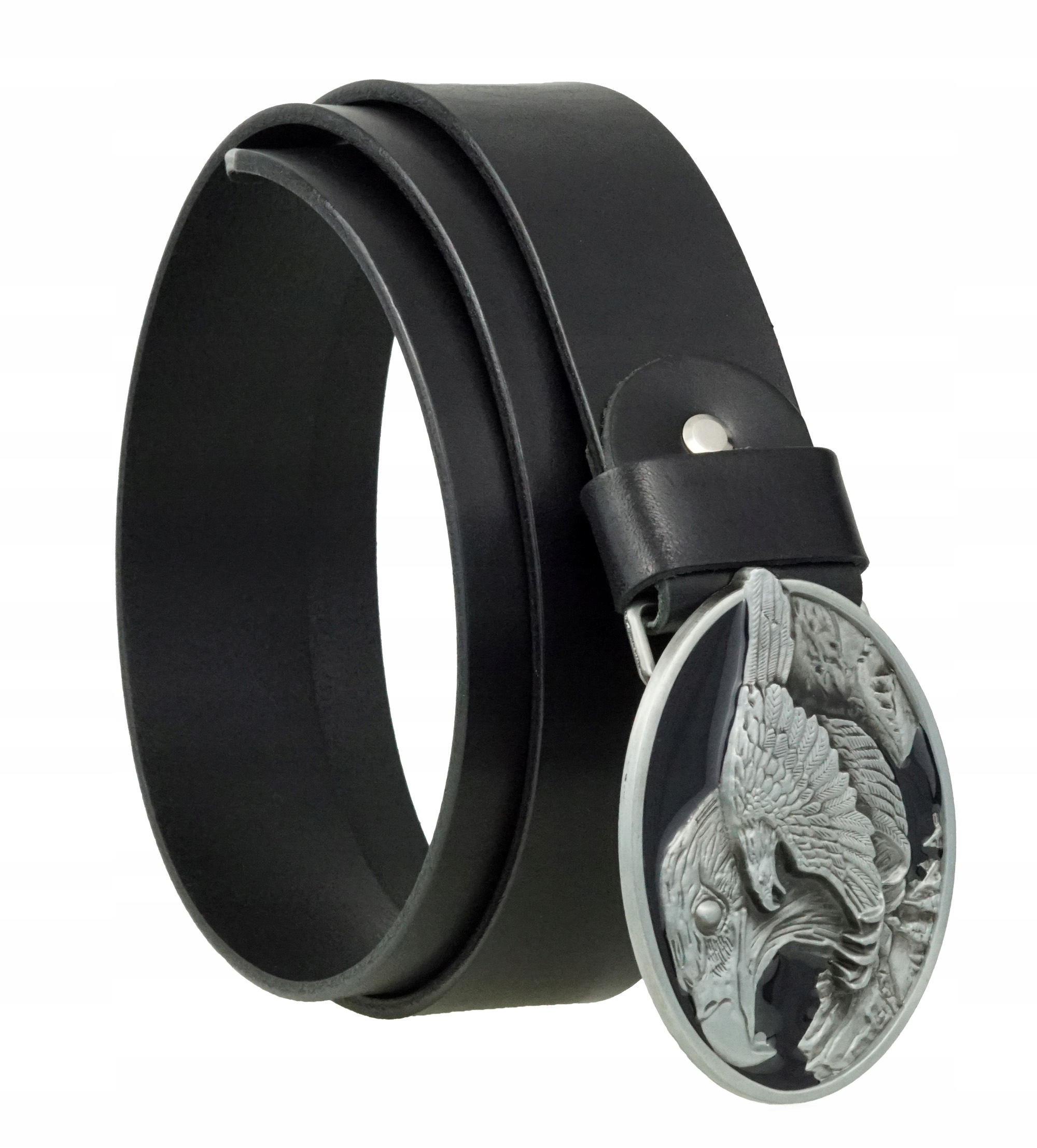 SKORZANY PASEK DO SPODNI 4 CM CZARNY MOTOCYKLISTY