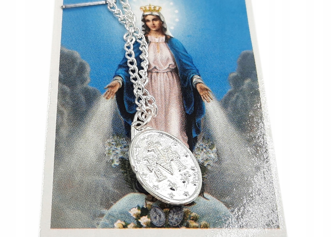 CUDOWNY MEDALIK Z ŁAŃCUSZKIEM METALOWY komplet Marka inna