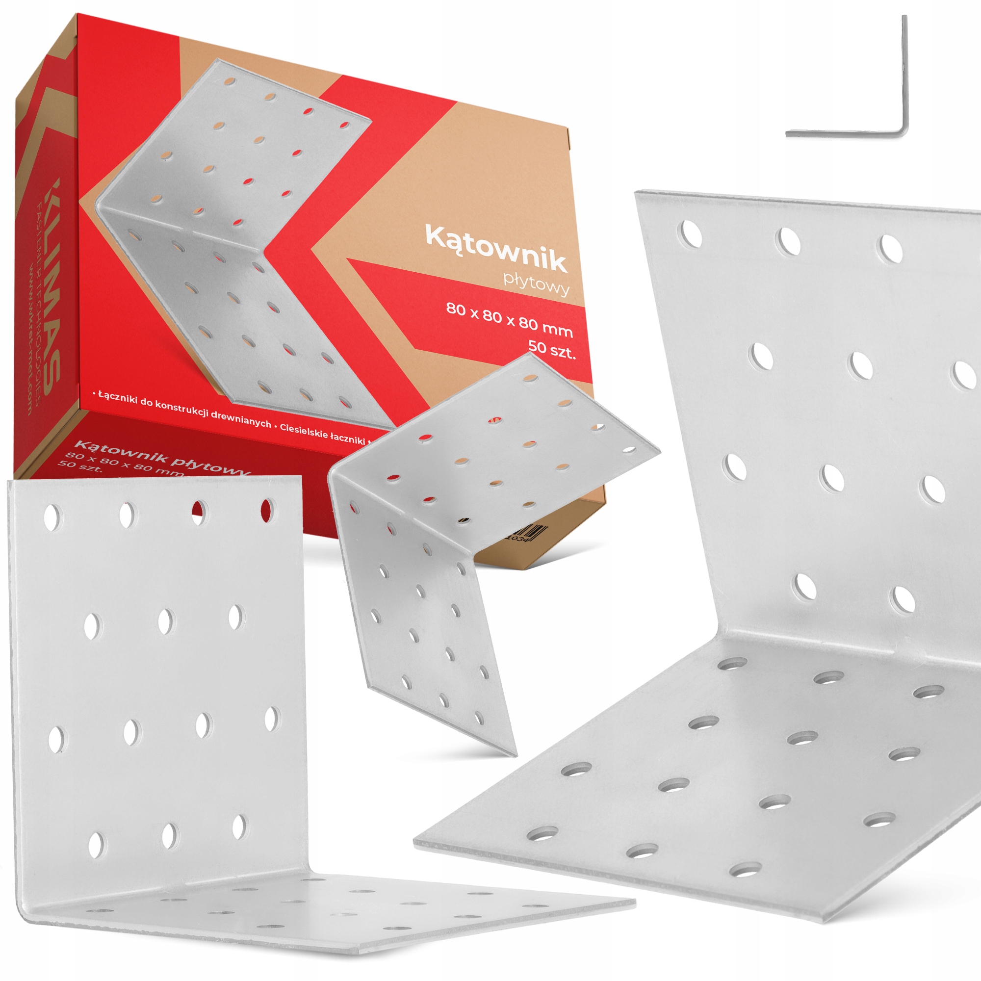 50x Tesársky Uholník Oceľový Doskový 80x80x80 Uhlová Spojka Stolarsk 1K