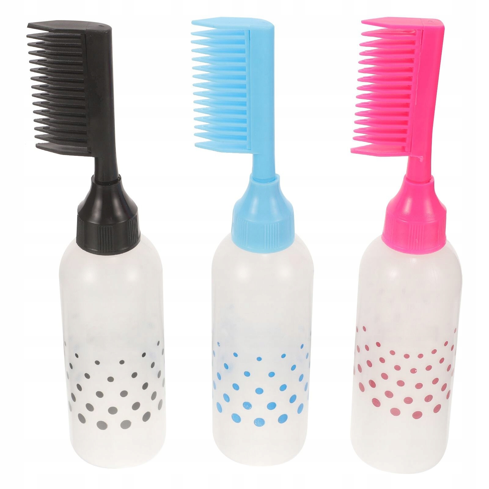 3 SZT. PROFESJONALNE BUTELKI DO APLIKACJI FARBY Z GRZEBIENIEM