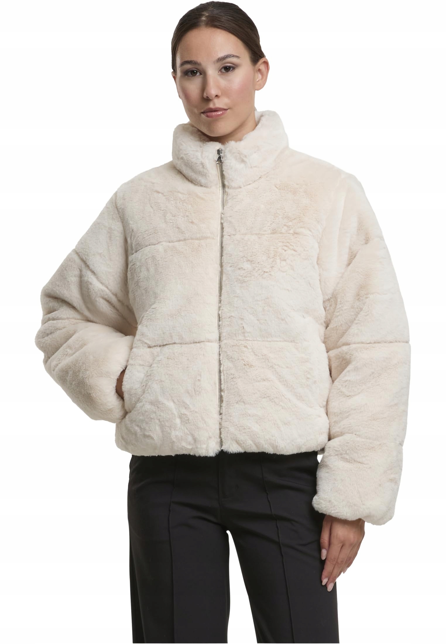 Urban Classics TB7935 kurtka damska Short Faux Fur Puffer L biała