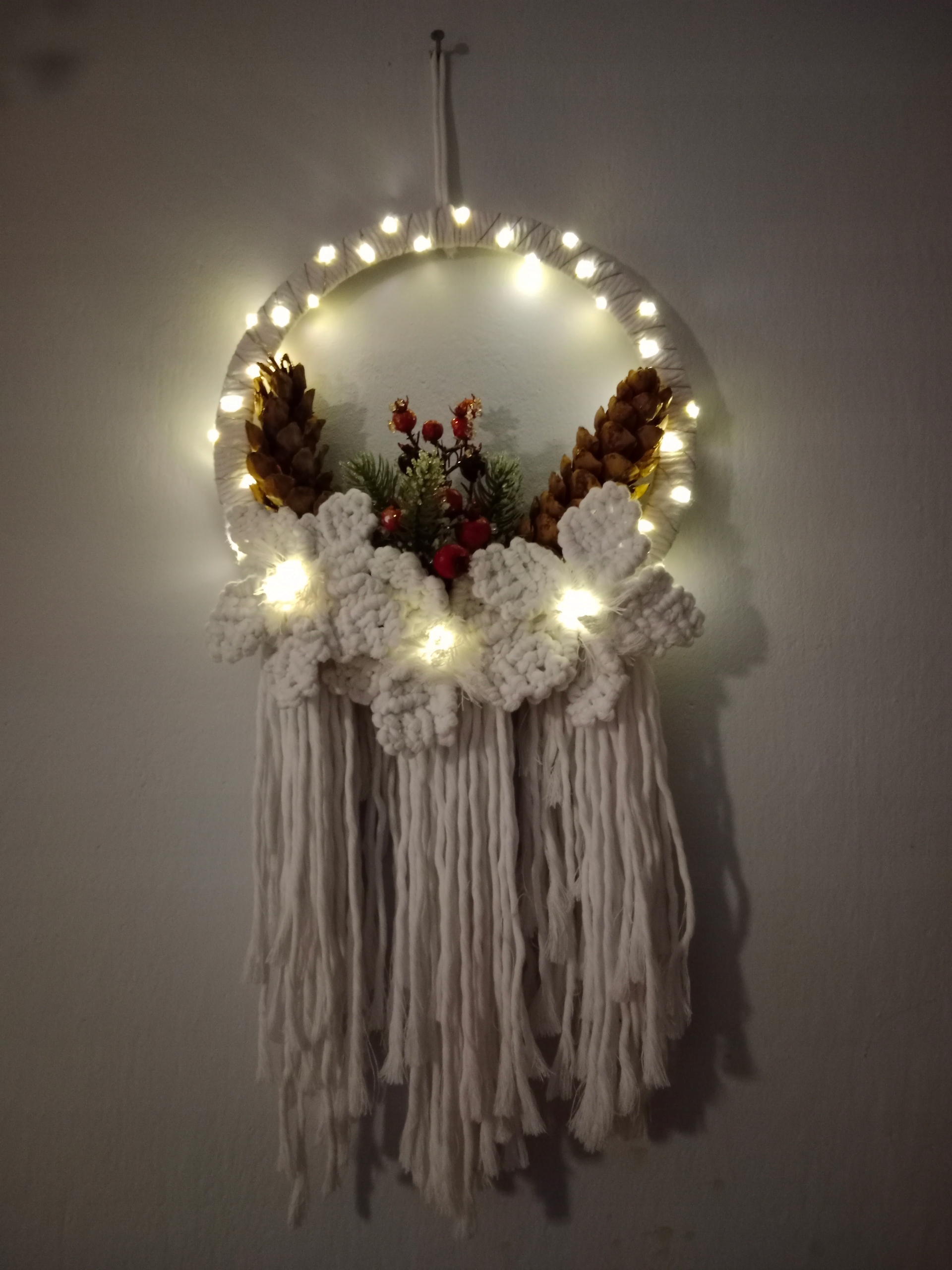 Přívěsek na zeď, věnec, vánoční věnec s Led světly