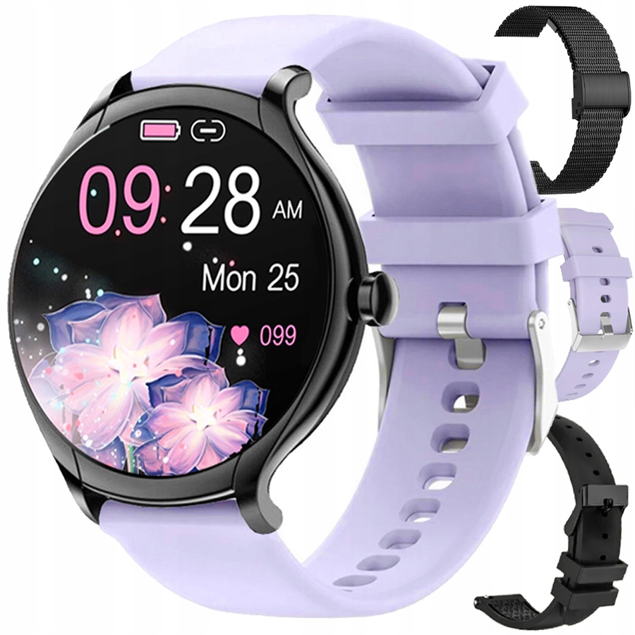 Dámské hodinky Chytré Hodinky Rubicon Černé 3 Pásky Připojení Spánek Puls Kroky