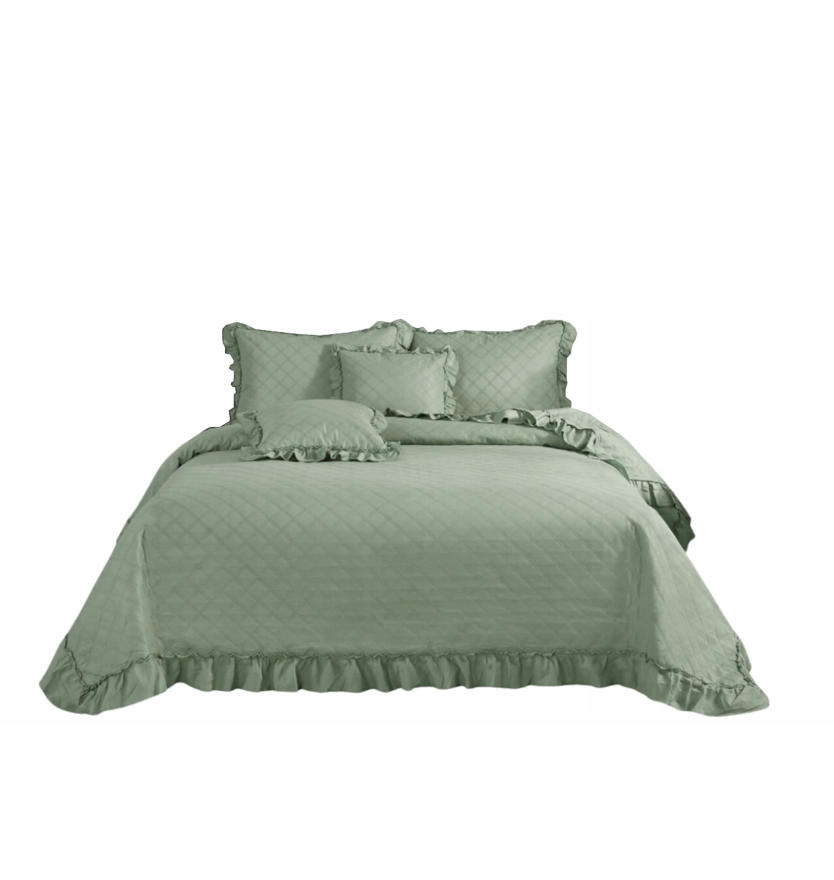 Dekorační přehoz Ruffy 240x220 prošívaná s volánkem, šalvějový