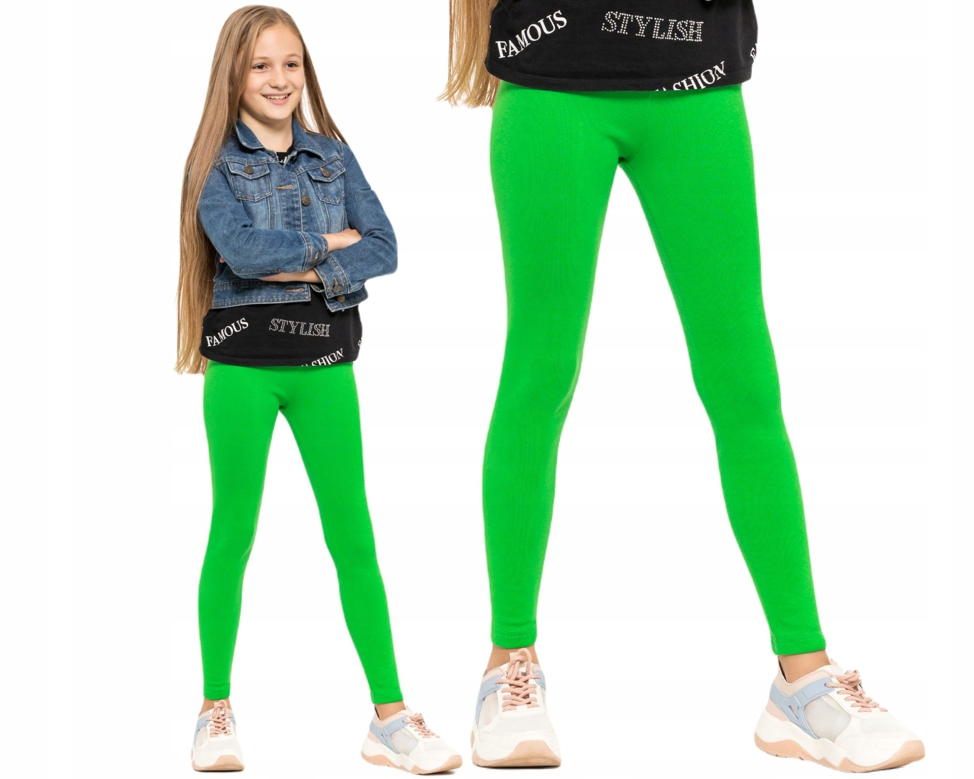 

Dziewczęce Legginsy Ocieplane Getry Zielone 140