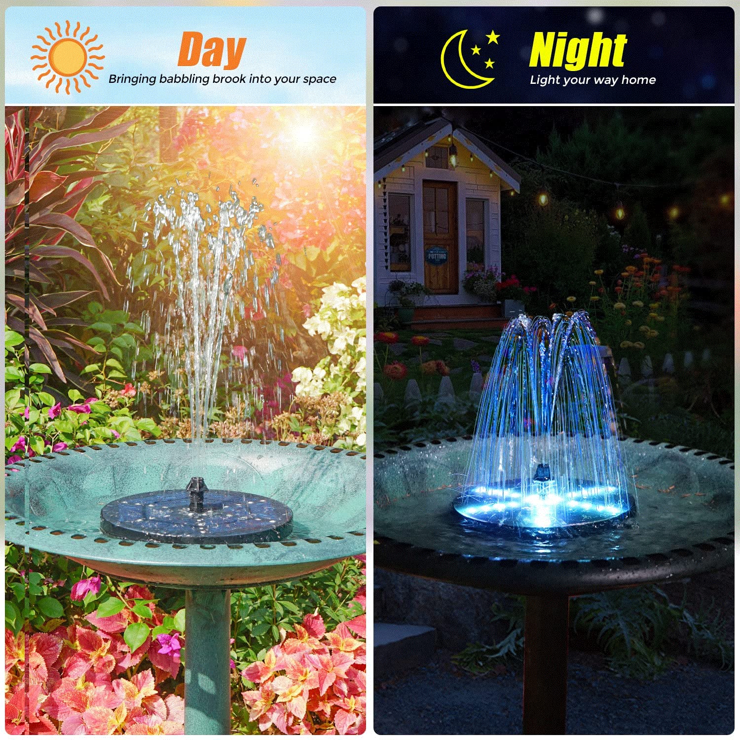 SZMP 4W Solar Fountain 30 LED for Garden Pond, 8 Nozzles, 4000mAh Battery — miniatura 3