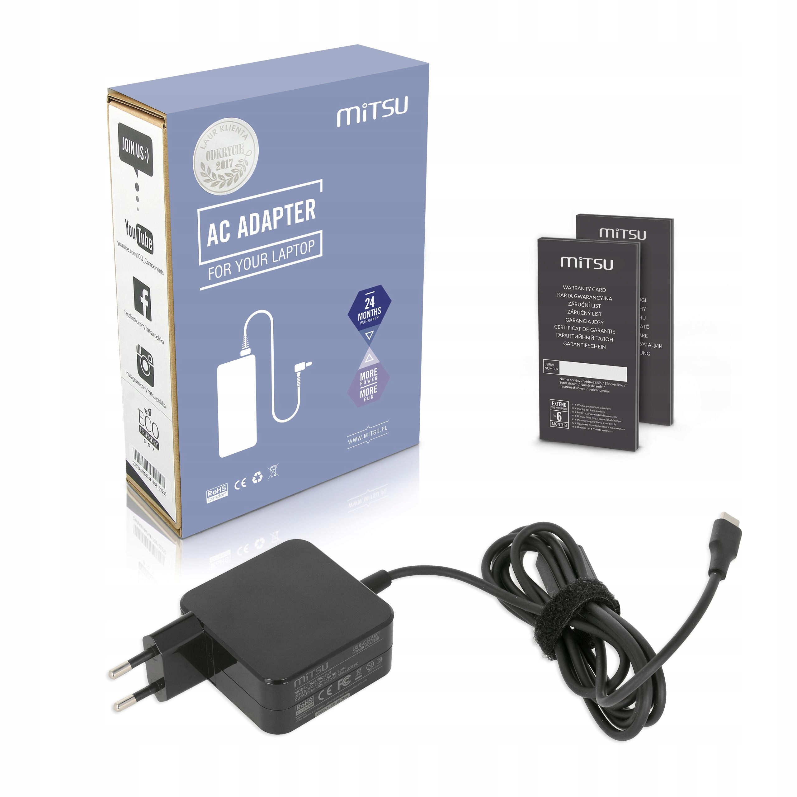 Napájecí adaptér Mitsu 45W Usb type C Usb-c (černý)