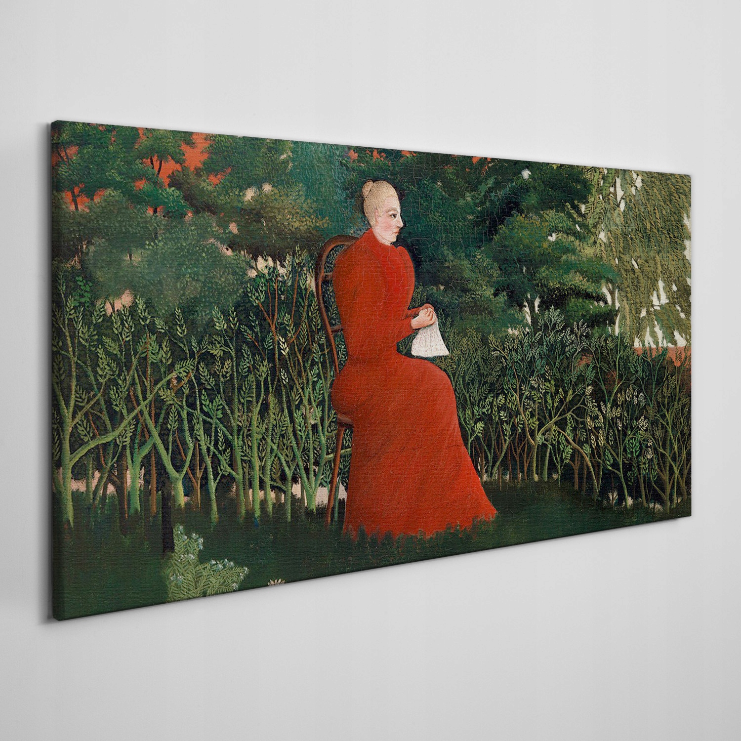 

Obraz na płótnie Kobieta drzewa krzewy 120x60 cm