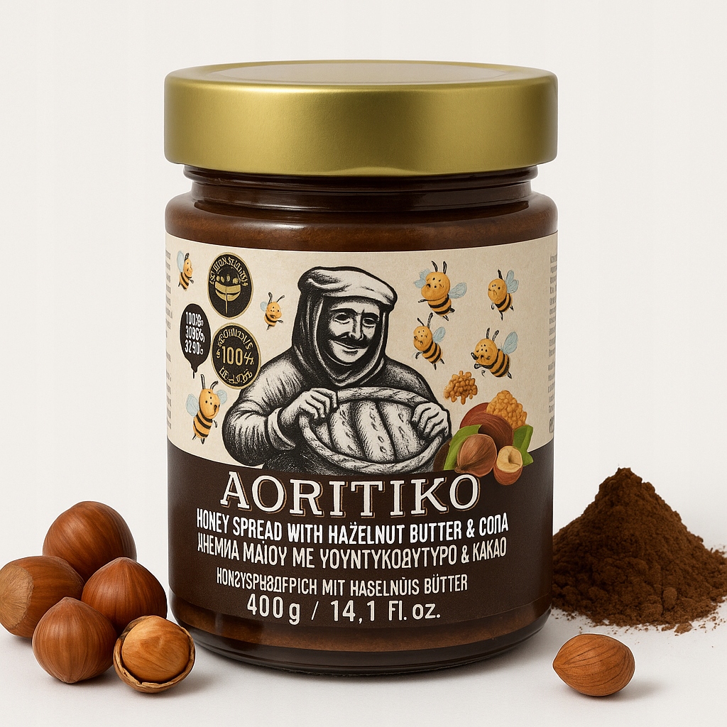Levně Aoritiko Řecký medový krém s lískovým máslem a kakaem 400 g