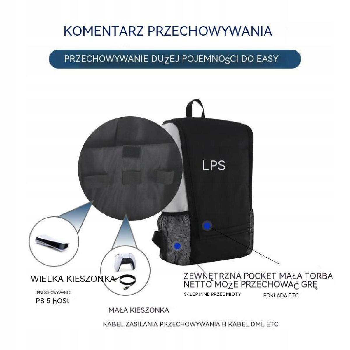 TORBA PLECAK NA KONSOLE PS5,Z logo Producent bez marki