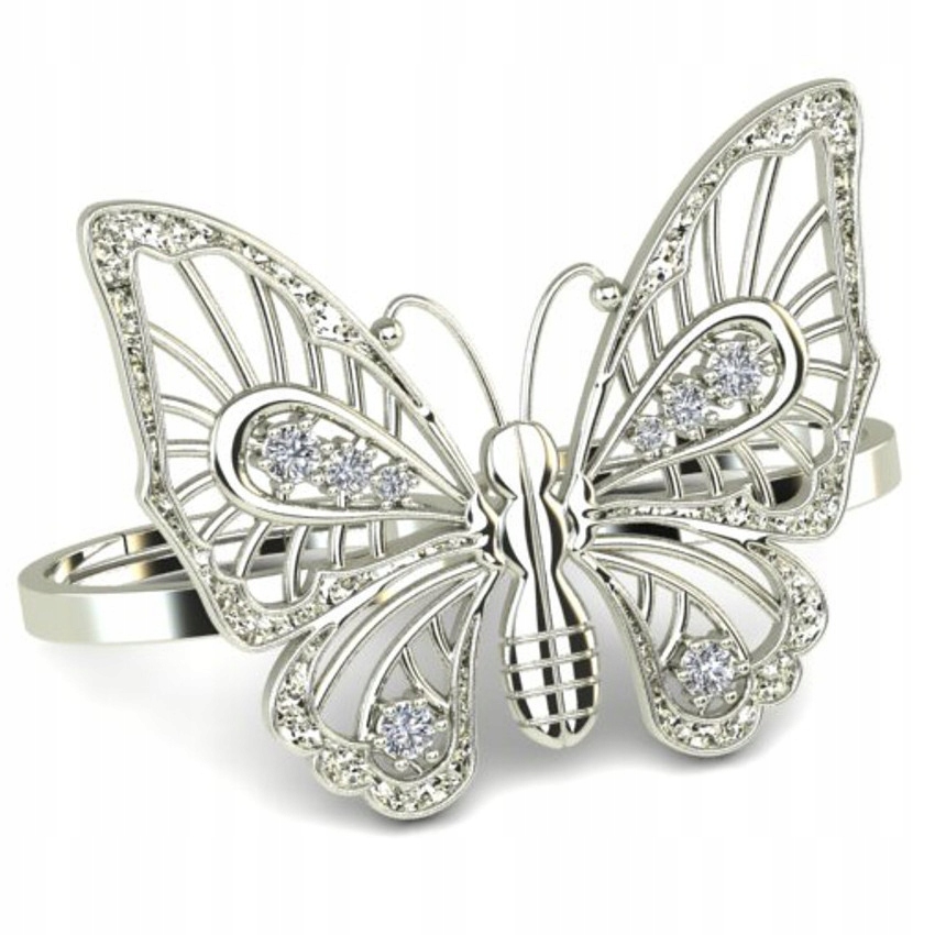 136 Prstýnek Ze Stříbra 925 Pro Dva Prsty, Motýl!