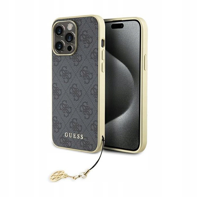Guess 4G Charms Collection Pouzdro iPhone 15 Pro Max (šedé)