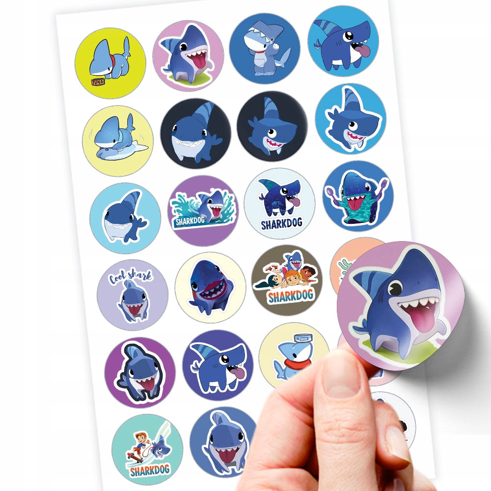 NAJLEPSZE NAJKEJKI WLEPKI DLA DZIECI REKSIN SHARKDOG ZESTAW 24 SZT JAKOŚĆ