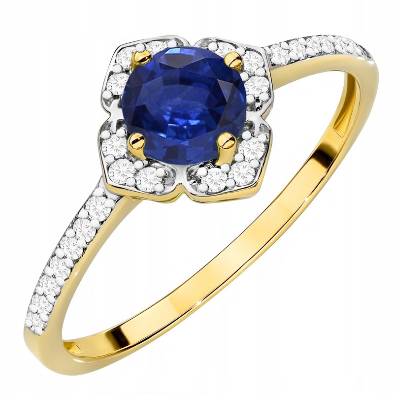 Zlatý Prstýnek pr. 585 14k s brilianty a safírem 0,50ct