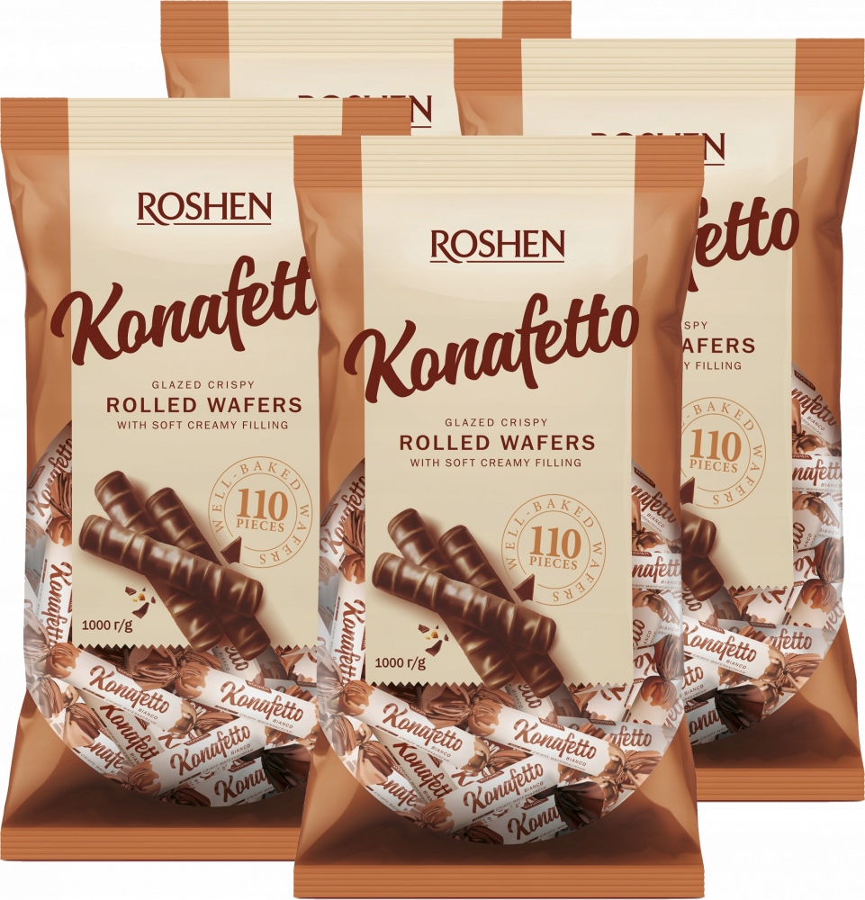 Roshen Cukierki Konafetto Bianco Rurki 1 kg x4
