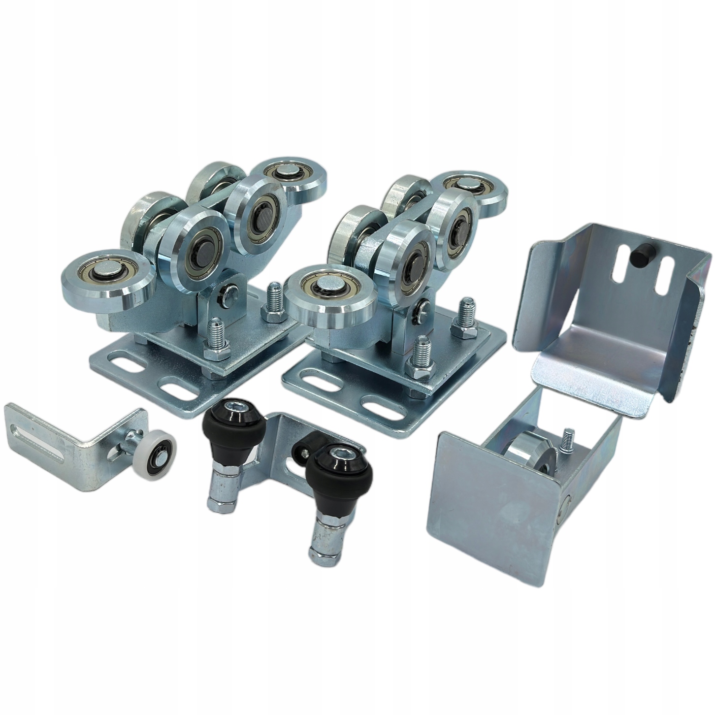 WÓZKI ROLKI DO BRAMY PRZESUWNEJ ZESTAW WÓZEK STALOWY 6 ROLEK 80x80x5